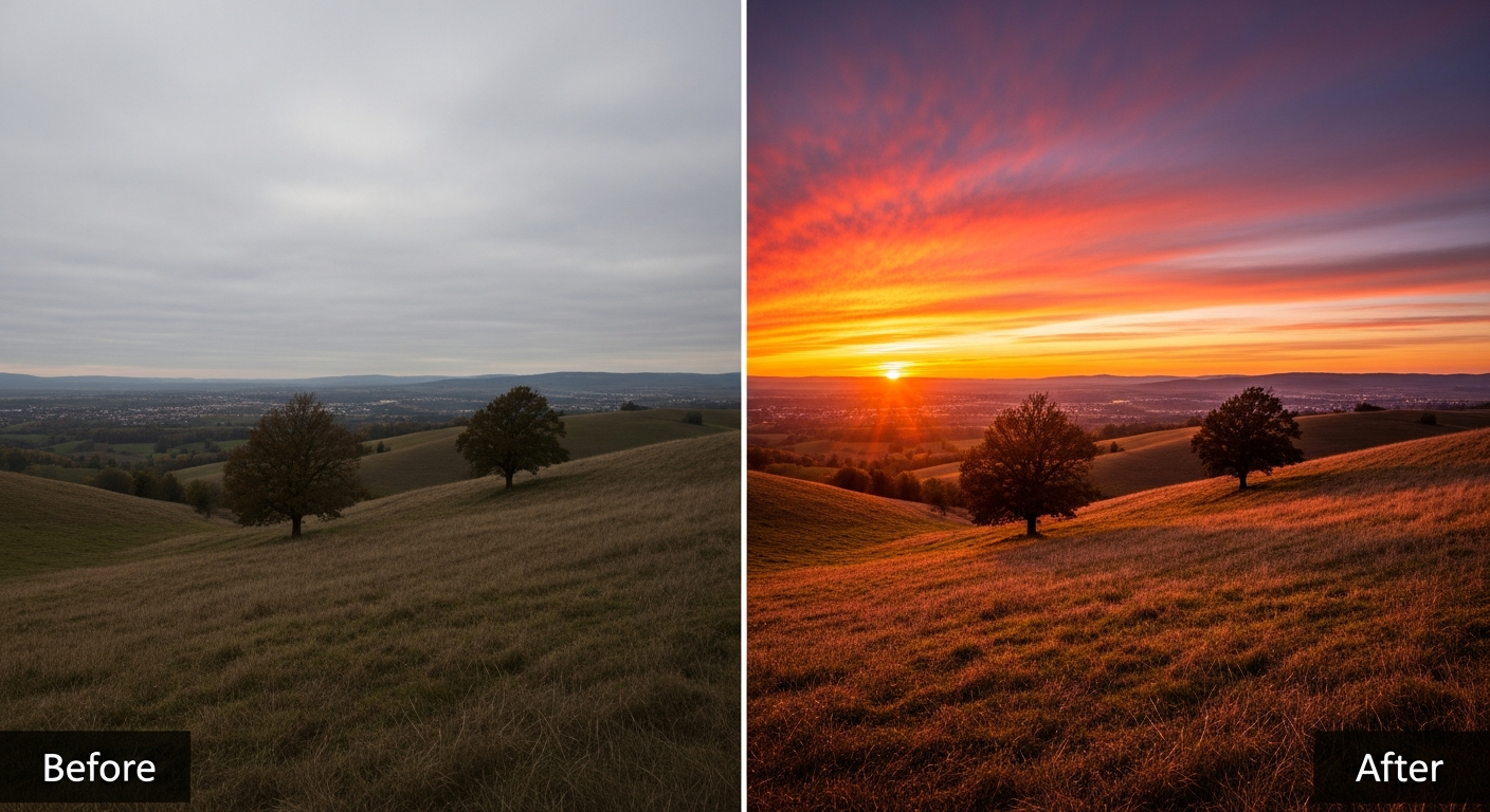 Before and after AI photo edit with Seedream 5.0