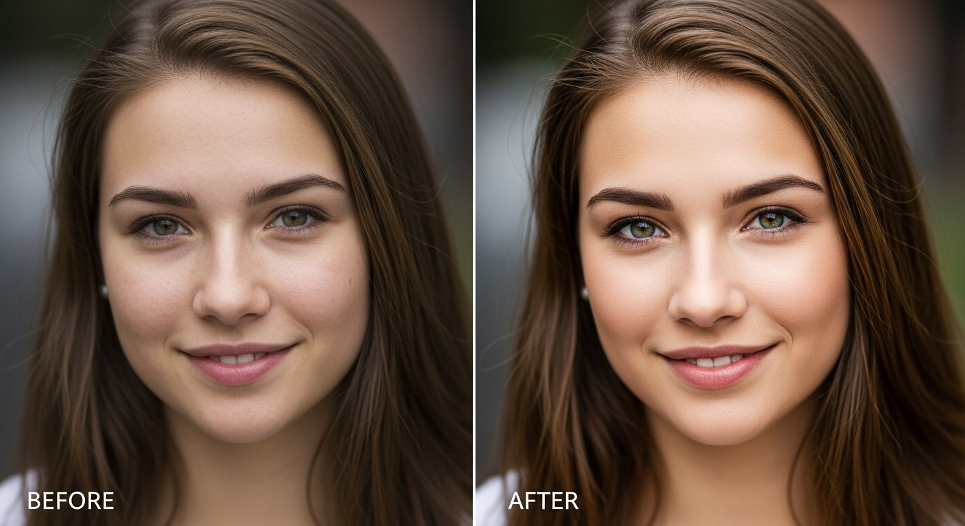 Before and after AI retouching with Seedream 5.0