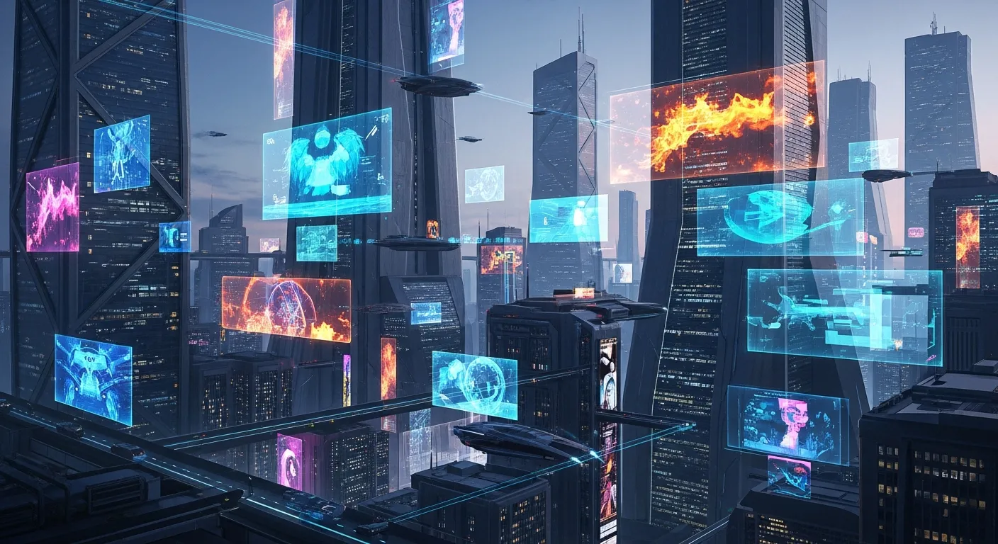 Futuristic cinematic scene with dramatic lighting
